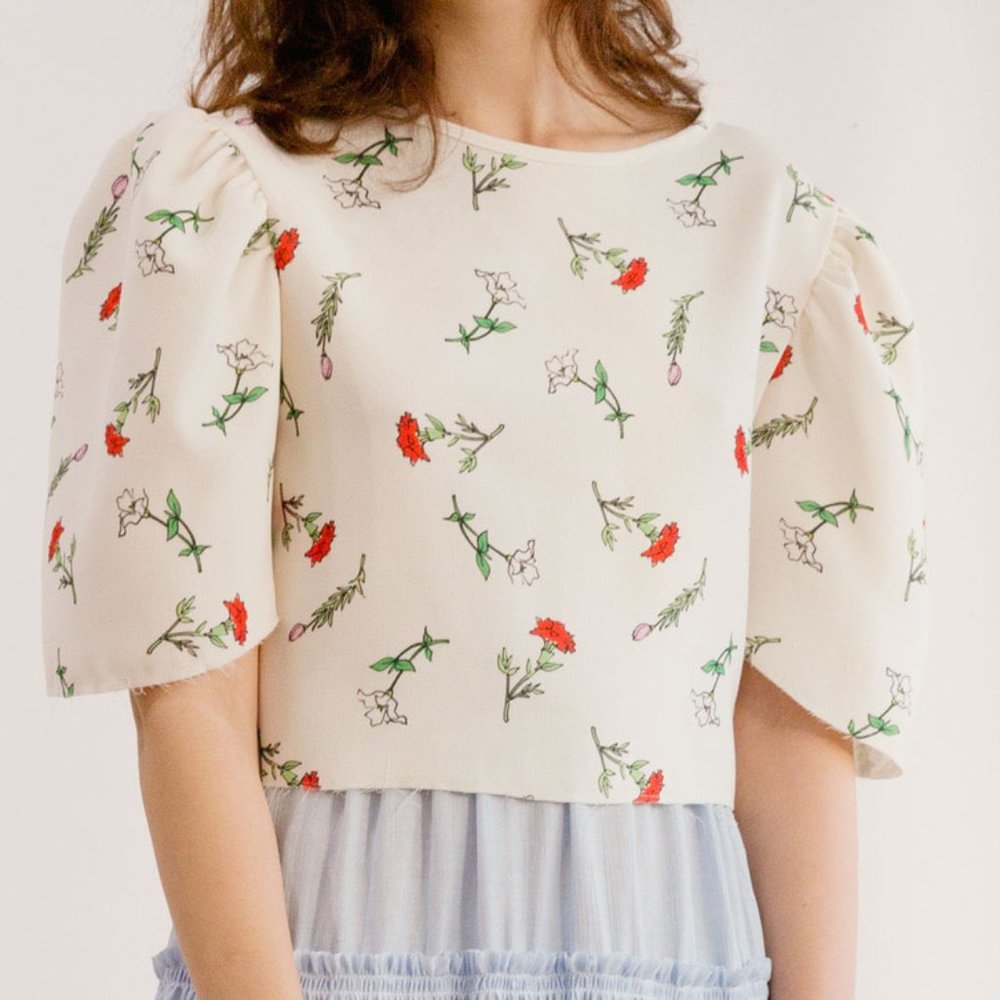 Soonsu Comfort Flower Top, Ivory, Sz S